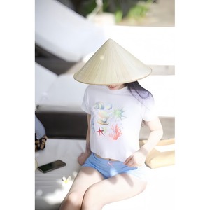 Custom Printed Summer Beach Shell, Flower, Juice Print T-shirt, Women Aesthetic Graphic Crop <b>Top</b>, Custom Clothing Factory - Product Image 2