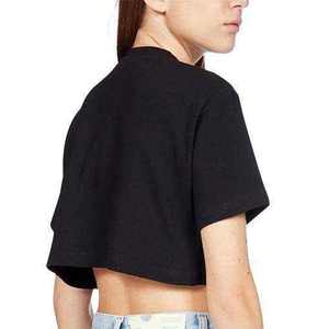 เสื้อครอปท็อปผู้หญิงทรงเข้ารูปแบบใหม่ขายส่ง พิมพ์โลโก้ได้ตามต้องการ สีพื้น ผ้าฝ้าย คอกลม - Product Image 6