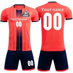 Conjunto de Camiseta de Fútbol Personalizada con Rayas Rojas, Manga Corta, Unisex, Absorbe la Humedad, 100% Poliéster, Cuello Redondo, Impresión Sublimada, para Adultos - Product Image 3