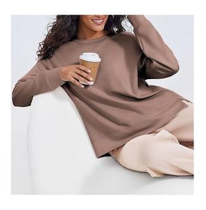 Wholesale Price Luxury Long Sleeve Round Neck Shoulder Slope Solid Comfortable Casual Women's Cotton Sweatshirt From Bangladesh - Product Image 5