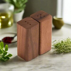 Premium Walnut Wood Salt and Pepper Shakers Set Minimalist <b>Square</b> Wooden Spice Dispensers Elegant Kitchen Tableware Decor Gift - Product Image 4