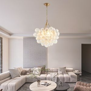 Lampadario a sospensione dorato da 20 pollici con paralume a globo in vetro trasparente, altezza regolabile per soggiorno e sala da pranzo - Product Image 4