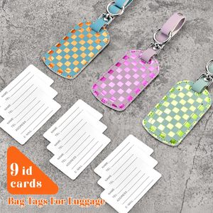 3 étiquettes de bagage en cuir approuvées, motif géométrique, pour valise, femme, voyage, longs trajets, logo personnalisé, promotion - Product Image 2