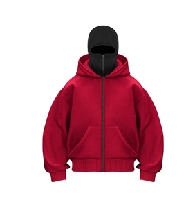 Sudadera con Capucha Balaclava de Invierno 2025, con Cremallera, Bordada, Talla XL Extra Grande, 100% Algodón, Diseño Sólido, Forrada, Unisex - Product Image 5