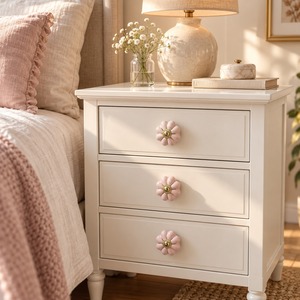 SHUBHAM <b>Pink</b> Flower Ceramic Cabinet Knob with Gold Tone Hardware Decorative Drawer Dresser <b>Wardrobe</b> Furniture Handle - Product Image 2