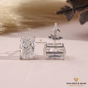 Boucles d'oreilles solitaires en or massif 14 carats, forme radiant, 6 TCW, certifiées IGI, clarté VVS2, couleur F, diamant cultivé en laboratoire CVD pour femmes - Product Image 3