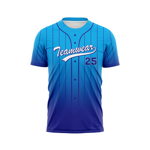 Maillot de baseball personnalisé à rayures jaunes et bleues pour jeunes, extensible dans les quatre sens, séchage rapide, respirant, sans coutures - Product Image 3