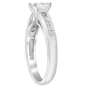 Bague de fiançailles en diamant de laboratoire taille princesse de 1,24 ct avec or blanc 14 carats - Product Image 4