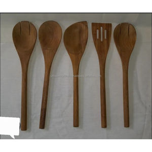 TimelessWood Ensemble d'outils de cuisine classique 5 pièces Ustensiles en bois de mangue faits à la main pour remuer le service-Essentiels de cuisine essentiels - Product Image 3