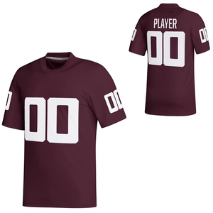 Custom American Football Jersey Men's Maroon Crew Neck <b>Short</b> Sleeve <b>Mesh</b> Polyester Moisture Wicking Team Numbers 00 Printed - Product Image 5