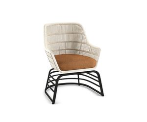 Silla de comedor moderna tapizada y tejida con estructura metálica, muebles de lujo para restaurantes, cafeterías y bares - Product Image 3