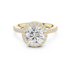 Anillo de compromiso con diamante cultivado en laboratorio de 2 quilates, corte brillante redondo, certificado por IGI, con engaste pavé, oro sólido de 14k, anillo de aniversario - Product Image 1