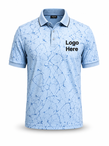 Camiseta de Manga Corta para Hombre, Color Azul Claro, Bordada, Transpirable, Estilo Casual, Logotipo Frontal, Servicio OEM - Product Image 2