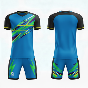 ชุดฝึกซ้อมฟุตบอลคุณภาพสูง ชุดยูนิฟอร์มฟุตบอลมืออาชีพ เสื้อและกางเกงขาสั้น ดีไซน์ใหม่ ขนาดและโลโก้สั่งทำได้ - Product Image 3