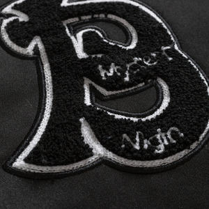 Guardian Of The Night Embroidered Varsity <b>Jacket</b> <b>Men</b> Punk Style Black Gray Patch Design Autumn Wear - Product Image 3
