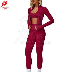 Ensemble de yoga 3 pièces haute performance avec logo personnalisé, doté d'un tissu extensible confortable pour un style de vie actif et les entraînements - Product Image 2