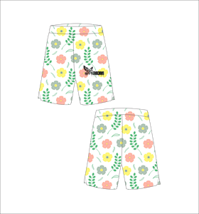 Pantalones Cortos de Baloncesto Blancos Personalizados con Estampado Floral Amarillo, Rosa y Gris, Ligeros, Transpirables, de Malla, para Entrenamiento Deportivo y Uso Diario - Product Image 1