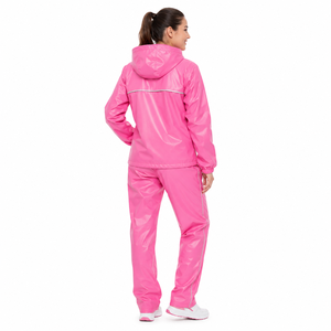 Combinaison de pluie rose personnalisée imperméable avec capuche, veste et pantalon de pluie légers, coupe-vent, réfléchissants, pour la moto et la randonnée en extérieur - Product Image 4