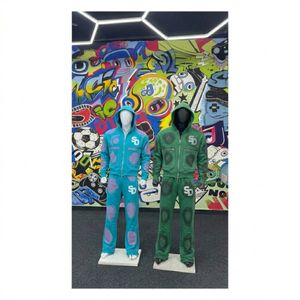 Conjunto de Sudadera con Capucha y Pantalones Deportivos de Algodón Estampado para Invierno, Estilo Urbano, Corte Regular, Transpirable, con Cierre de Cordón y Bolsillos Laterales - Product Image 6