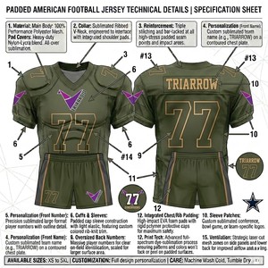 Meilleur maillot de football américain de couleur violette, col en V, manches courtes, maille respirante, impression sublimée, logo d'équipe, 31, unisexe, adulte - Product Image 3