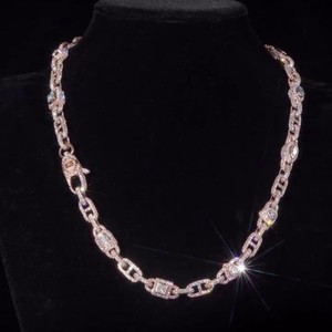 Custom 12mm Lab Grown Cuban Link <b>Chain</b> 925Sterling Silver Mixed Cut Round Emerald <b>Iced</b> <b>Out</b> Necklace Wholesale B2B Factory Price - Product Image 1