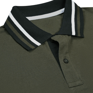 Chemise pour homme en piqué 100% coton vert uni, manches courtes, coupe classique, décontractée, respirante, tricotée, avec boutons sur le devant - Product Image 4