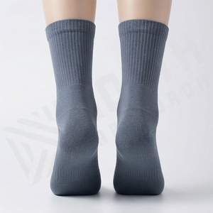 Crew Socks Solid Color 100% Cotton Breathable Knitted Regular Style for Adults Daily Wear Spring Season - Product Image 2