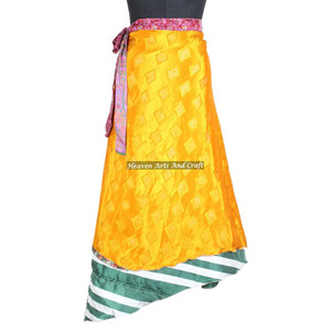 New Multi Designed Stylish Silk Long Skirts Real Vintage Indian Silk Sari <b>Magic</b> Wrap Around Skirts <b>Beach</b> Wear Indian Printed - Product Image 1