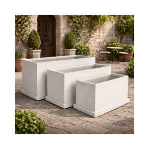 Stylish Fiberglass <b>Rectangle</b> <b>Planter</b> Pot With Base For Modern Garden Office Hotel Lobby Entrance Decoration Wholesale Supplier - Product Image 1