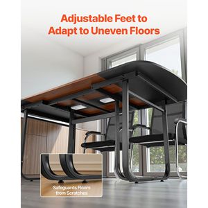 Modern 6 Ft Oval Office Meeting Table 6-8 Person Capacity <b>Large</b> Seminar <b>Desk</b> with Metal Legs Conference Table - Product Image 5