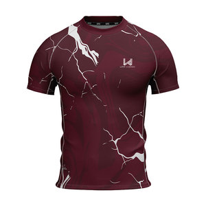T-shirt de sport pour homme imprimé par sublimation, col rond, manches courtes, haut décontracté, personnalisé, séchage rapide, respirant, vêtements de sport pour l'entraînement - Product Image 5