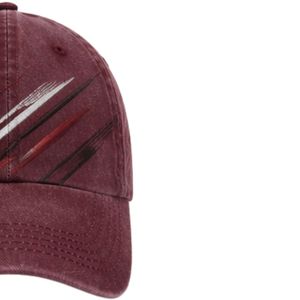 Custom Maroon <b>Vintage</b> Washed Baseball <b>Cap</b> With Abstract Brush Stroke Print Curved Brim Adjustable Unisex Custom Logo OEM Hat - Product Image 4