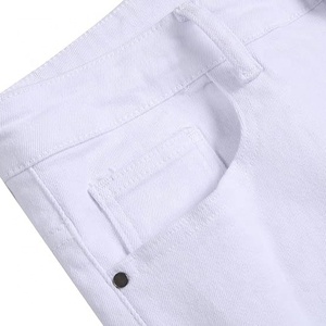 Pantalon en denim blanc vieilli à jambe droite pour homme Jeans respirants déchirés et détruits pour le streetwear et la fête - Product Image 6