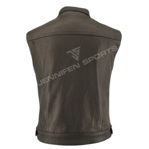 Gilet de motard unisexe personnalisé en cuir pleine fleur véritable pour homme, sans manches, avec poches décoratives, idéal pour l'hiver - Product Image 6