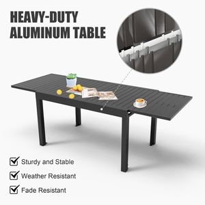 Adjustable Aluminum Patio <b>Dining</b> <b>Table</b> 35\" 71\" <b>Extendable</b> for Indoor <b>Outdoor</b> Use E-Coating 4-6 Person Garden <b>Dining</b> - Product Image 3