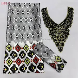 JF81 ankara african wax print fabric pure silk fabric 2+4yards african silk chiffon fabric dubai lace for dress