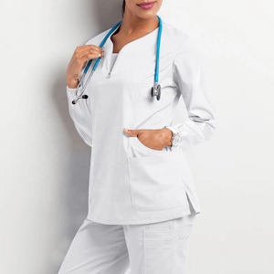 Oem 100% Cotton Custom Logo Hospital Uniform Nursing Scrubs Suit Sets Doctor Scrubs Uniform Unisex Medical Scrubs Woven Fabric - Product Image 2