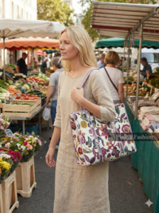 Bolso Tote de Lona Acolchado, Ligero, de Gran Capacidad, Personalizado OEM, con Estampado Floral, Estilo Kantha, con Bolsillo Interior, para Fin de Semana, Verano - Product Image 3