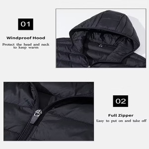 Outdoor Clothing Manufacturer Wholesale Supplier Zipper Hooded Jacket Polyester Filled Casual <b>Coat</b> Lightweight Puffer Down <b>Coat</b> - Product Image 5