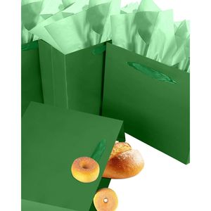Sacchetti Regalo Verde Scuro di Media Dimensione con Manici a Nastro, 5 Pezzi 24,4x20x10,9 cm, 10 Fogli di Carta Velina Inclusi - Product Image 2