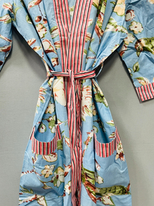 Vestido Kimono Casual de Algodón con Estampado Floral de Lujo Vintage para Mujer, con Cuello en V y Cordón Ajustable, Largo hasta el Suelo, Ideal para Invierno y Verano en India - Product Image 5