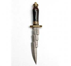 Handcrafted Damascus Steel Wave Art Desk <b>Letter</b> Opener <b>Brass</b> Wood Handle Metal Decor - Product Image 1