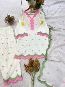 Conjunto de Salwar Étnico Premium para Mujer, Bordado en Mul Chanderi, Elástico, Antiarrugas, con Dupatta Bordada a Juego - Product Image 4