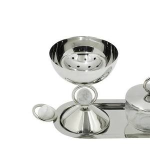Luxury Stainless Steel and Glass Incense Burner Set Bulk Polished Silver Bakhoor Censer <b>Marble</b> Handle Tray and Storage <b>jar</b> - Product Image 3