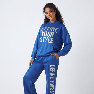 Survêtement personnalisé 100 % polyester imprimé, tenue de sport, survêtement évasé pour femme, survêtement 100 % polyester coton imprimé sérigraphié - Product Image 3