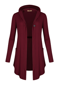 Miusey Veste longue à capuche zippée pour femme, sweat-shirt léger, cardigan ouvert sur le devant - Product Image 2