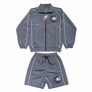 Ensemble court coupe-vent en nylon vert forêt pour homme, survêtement deux pièces vert foncé, streetwear premium, ensemble de vêtements de sport résistant à l'eau - Product Image 3