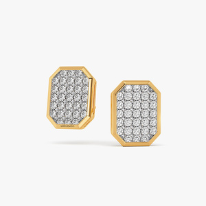 Luxury Gold Plated Diamond <b>Stud</b> Women's Round Brilliant Cut Octagonal Everyday Wear Jewelry 10K,14K,18K gold 925 or 935 <b>Silver</b> - Product Image 2