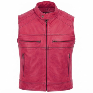 Gilet de moto respirant en cuir véritable pour homme, col montant en V, design imperméable, mode hiver - Product Image 4