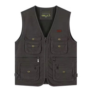 High Quality Windproof Breathable Summer Outer Wear Custom Logo Casual Sleeveless Cotton Multi Pocket <b>Utility</b> Cargo <b>Vest</b> Button - Product Image 4